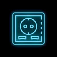 Glowing neon blue european power socket on wall with two sockets vector