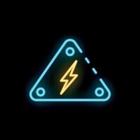 Neon high voltage sign warning showing lightning bolt vector