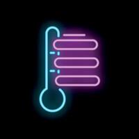 Neon thermometer showing increasing temperature levels icon vector