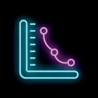 Neon graph showing decreasing trend on chart vector
