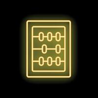 Neon yellow abacus icon glowing on black background vector