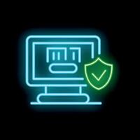 Neon green shield protecting computer screen displaying barcode vector