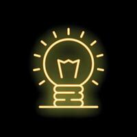 Neon lightbulb shining on black background representing ideas vector
