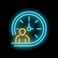 Neon sign representing a businessman working overtime under pressure of deadline vector
