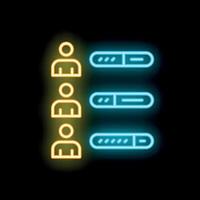 Neon icon of people choosing loading bars showing download progress vector