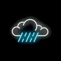 Neon style raining cloud icon weather concept vector