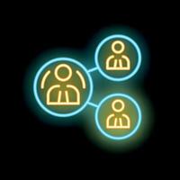 Neon icons showing business people networking online vector