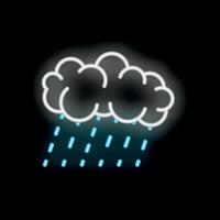 Neon rain cloud glowing on dark background vector