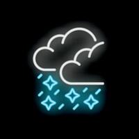 Bright neon sign of winter snow falling from clouds vector