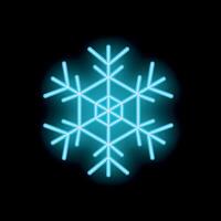 Bright neon blue snowflake glowing on black background vector