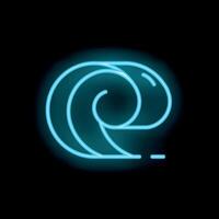 Glowing neon sign of a breaking ocean wave vector