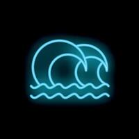 Neon sign showing waves crashing in a minimalist style vector
