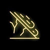 Neon style icon of landslide falling rocks natural disaster vector