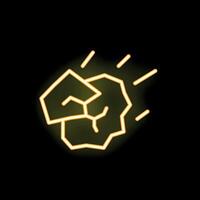 Neon style icon of exploding rocks crumbling under pressure vector