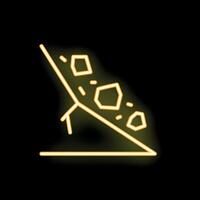 Neon rockslide icon depicting falling rocks vector