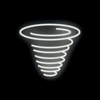 White neon sign depicting a twister on black background vector