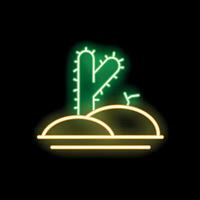 Neon sign depicting cacti growing on sand dunes in desert vector
