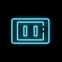 Blue neon type c usb port glowing on black background vector