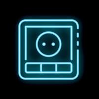 Neon icon of a smart plug with energy consumption display vector
