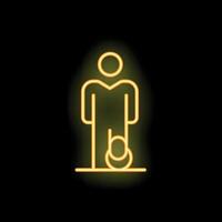Neon style icon of a soccer player standing with a football vector