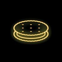 Neon icon of sandwich cookie shining on black background vector