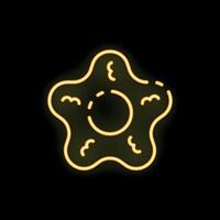 Neon sign showing a fried egg on a black background vector