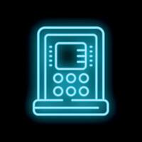 Neon sign of atm machine on black background vector