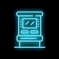Neon atm machine glowing on black background vector
