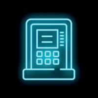 Glowing neon atm sign displaying banking interface vector