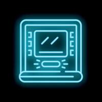 Neon atm machine glowing on black background vector