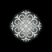 White neon snowflake glowing on black background vector