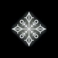 White neon snowflake glowing on black background vector
