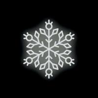 White neon sign showing a snowflake glowing on a black background vector