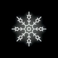 Neon white snowflake shining on black background vector
