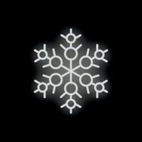 White neon snowflake glowing on black background vector