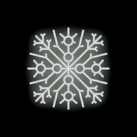 White neon snowflake shining on black background vector