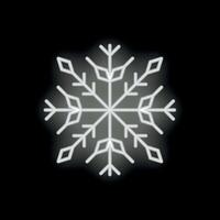 Bright white neon sign snowflake glowing on black background vector