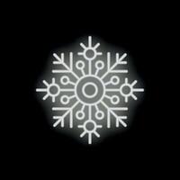 White neon snowflake glowing on black background vector