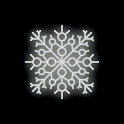 Neon snowflake glowing on black background for winter season