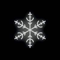 Neon snowflake shining bright on black background vector