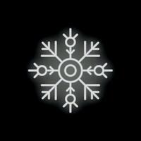White neon snowflake glowing in the dark background vector