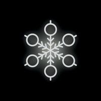 White neon snowflake glowing on black background vector
