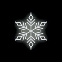 Bright neon sign showing glowing snowflake on black background vector