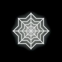 White neon sign showing eight pointed star shape on black background vector