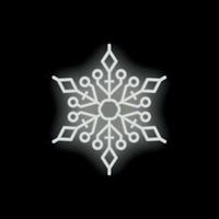 White neon snowflake shining on black background vector