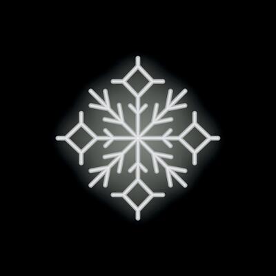 Glowing neon snowflake shining on black background
