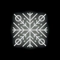 White neon snowflake shining on a black background vector