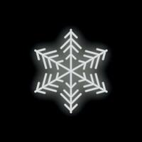 Bright white neon sign snowflake glowing on black background vector