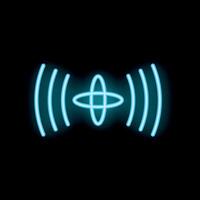 Neon blue wi fi wireless network symbol glowing on black background vector