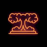 Neon sign showing a mushroom cloud from an atomic bomb explosion vector